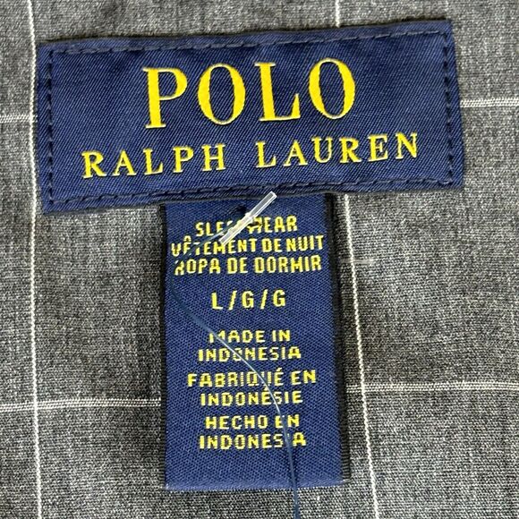 Polo Ralph Lauren Sleep Shirt Men Large Gray Check Button Up Pocket Pony New $55 - Picture 8 of 12